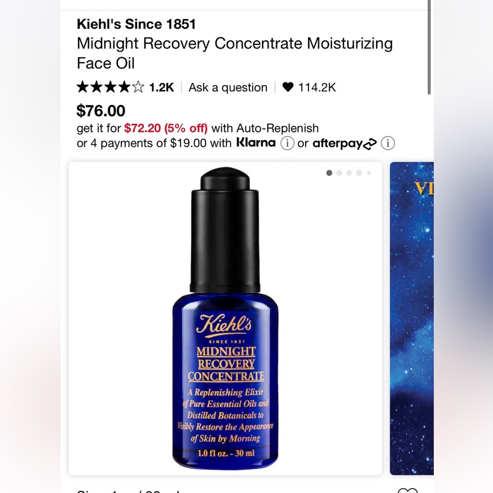 Kiehl’s Midnight Recovery Oil - mini vial (4ml)
